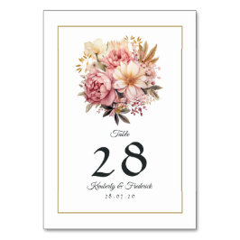 Blush and Gold Floral Wedding Tischnummer