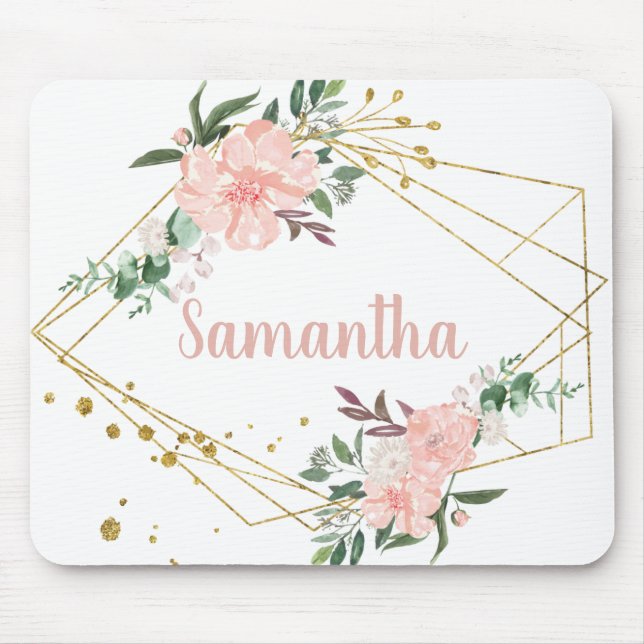 Blush and Gold Personalized Mousepad (Vorne)