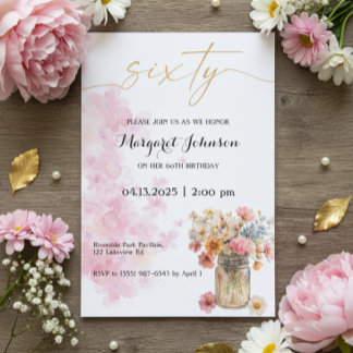 Blush and Gold Watercolor Birthday Celebration Einladung