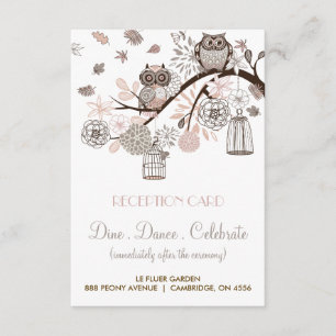 Blush and Grey Owls Wedding Reception Card Begleitkarte