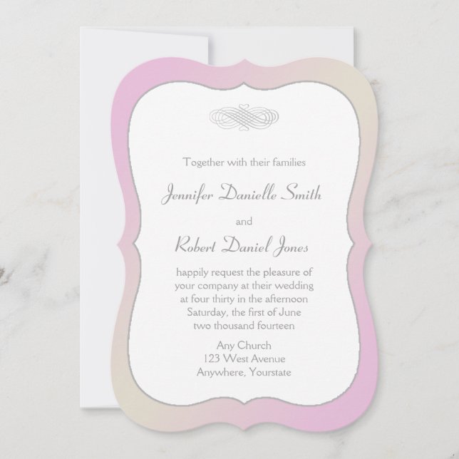 Blush and Grey Romantic Wedding Einladung (Vorderseite)