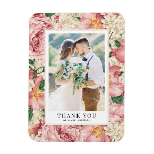 Blush and Ivory Blume Foto Hochzeit Danke Magnet