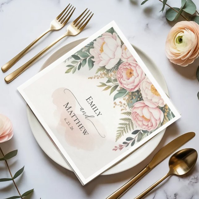 Blush and Ivory Floral Wedding Napkin Serviette (Von Creator hochgeladen)