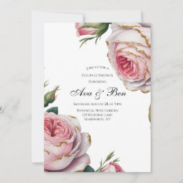 Blush and Ivory Rose Floral Couples Shower Einladung