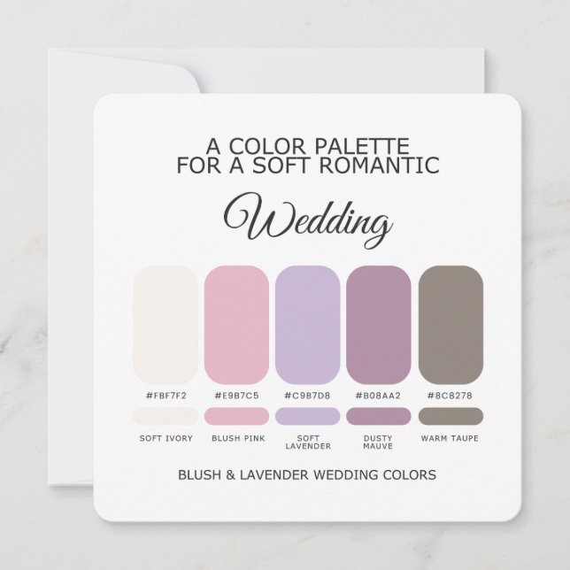 Blush and Lavender Wedding Color Palette Card Einladung (Vorderseite)