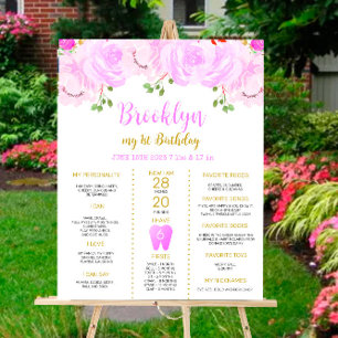 Blush and Navy 1. Geburtstag Meilenstein Poster