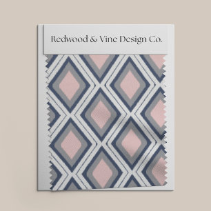 Blush and Navy Diamond Ikat Muster Stoff