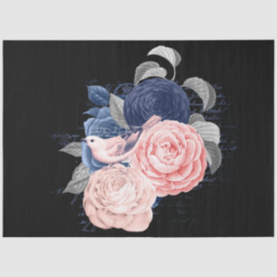 Blush and Navy Floral Ephemera Serie Design 10 Seidenpapier