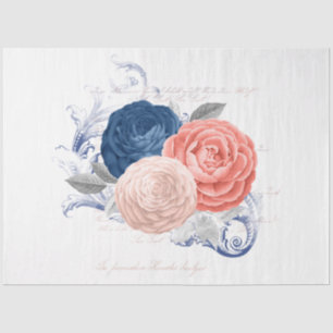 Blush and Navy Floral Ephemera Serie Design 12 Seidenpapier