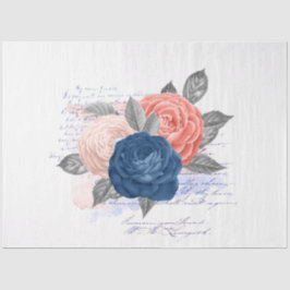 Blush and Navy Floral Ephemera Serie Design 13 Seidenpapier