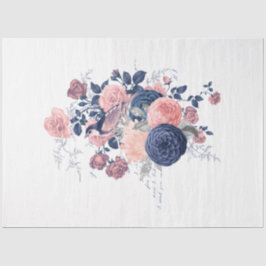 Blush and Navy Floral Ephemera Serie Design 16 Seidenpapier