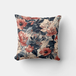 Blush and Navy Floral Kissen