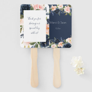 Blush and Navy Wedding Hand Fans Fächer