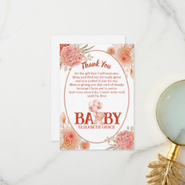 Blush and Pink Bear Baby Dusche Dankeskarte