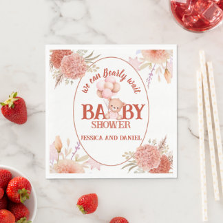 Blush and Pink Bear Baby Dusche Serviette