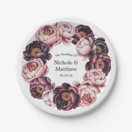 Blush and Pum Peony Wreath Wedding Pappteller