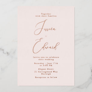 Blush and Rose Gold Foil Einladung zur Hochzeit