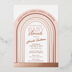 Blush and Rose Gold Rainbow Baby Showroom Folieneinladung