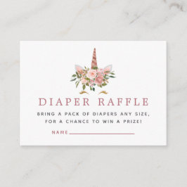 Blush and Rose Gold Unicorn Baby Diaper Raffles Begleitkarte