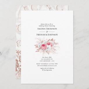 Blush and Rosen Gold Floral and Lace Polterabend Einladung