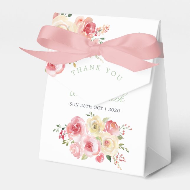 Blush and Sage Green Floral Wedding Vielen Dank Geschenkschachtel (Vorderseite)