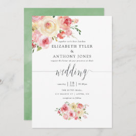 Blush and Sage Green Watercolor Blues Hochzeit Einladung
