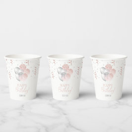 Blush and Silver Balloons Birthday  Pappbecher