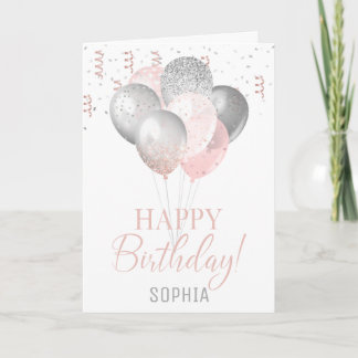 Blush and Silver Balloons Geburtstag Einladung