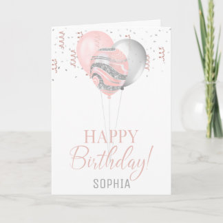 Blush and Silver Balloons Geburtstag Einladung