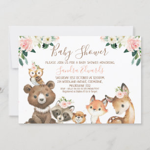 Blush and White Floral Woodland Babydusche Einladung