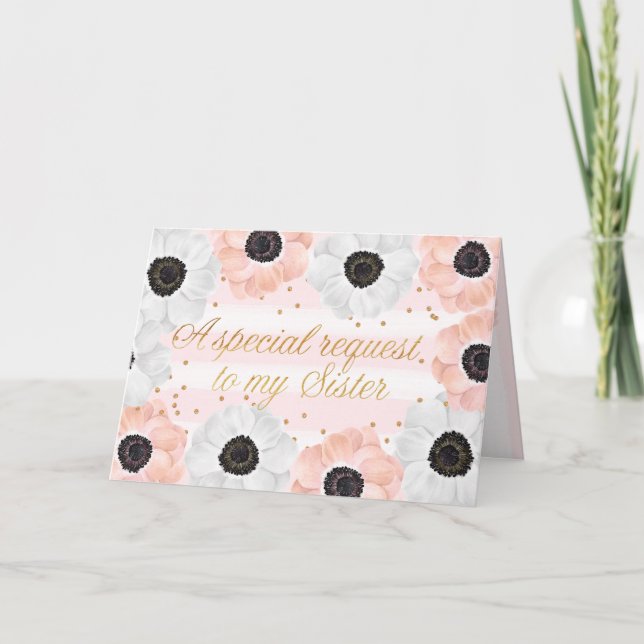 Blush Anemone Floral Sonderanfrage an meine Schwes Einladung (Vorderseite)