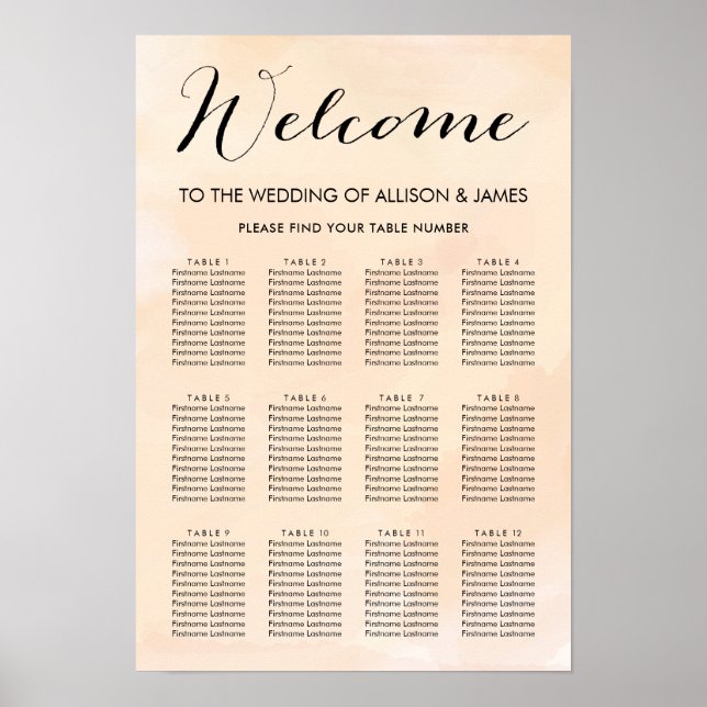 Blush Apricot Watercolor Hochzeitssattel Poster (Vorne)