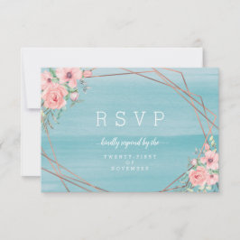 Blush Aqua Beachy Wasserfarbe Hochzeitsfeier RSVP Karte