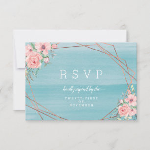 Blush Aqua Beachy Wasserfarbe Hochzeitsfeier RSVP Karte