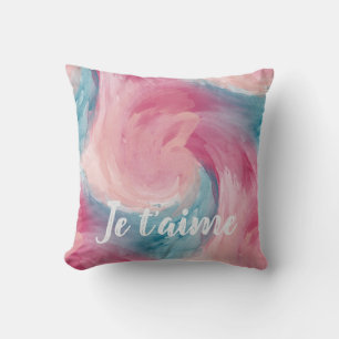 Blush Aqua Je Taime Abstrakt Kissen
