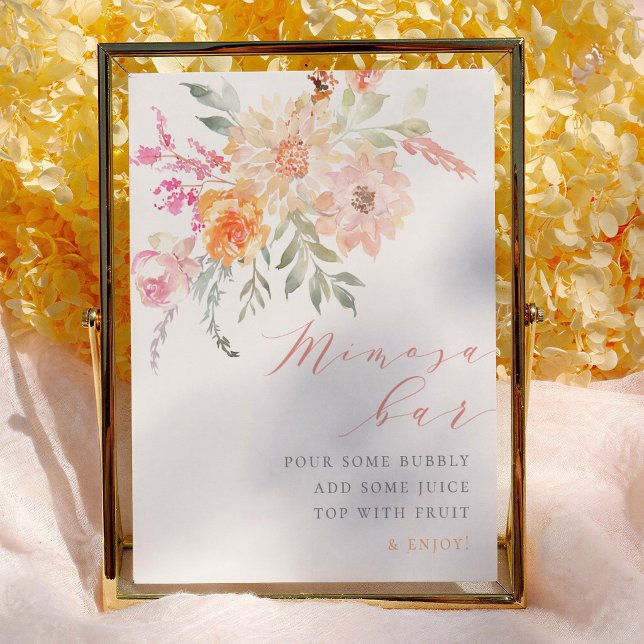 Blush Aquamarin Floral Baby Dusche Mimosa Bar Zeic Poster (Von Creator hochgeladen)