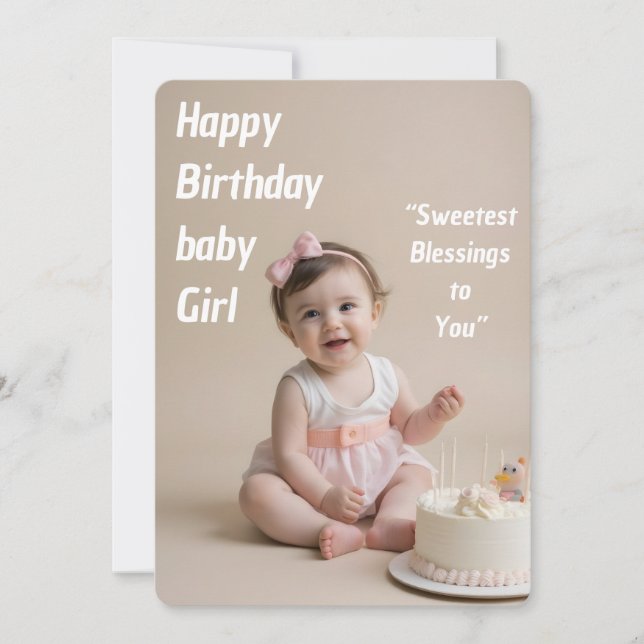 Blush Baby Birthday Girl – Instant Download Einladung (Vorderseite)