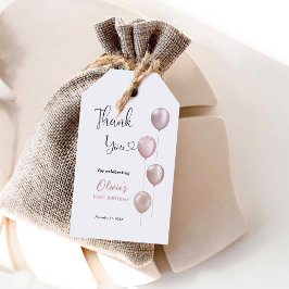 Blush Balloons Girl Erster Geburtstag Vielen Dank Geschenkanhänger