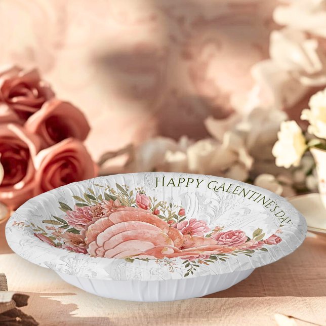 Blush Baroque Rococo Floral Heart Galentine   Pappteller (Von Creator hochgeladen)