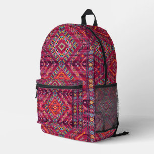 Blush Bazaar: Rosa marokkanisches Erbe Elegante Bedruckter Rucksack