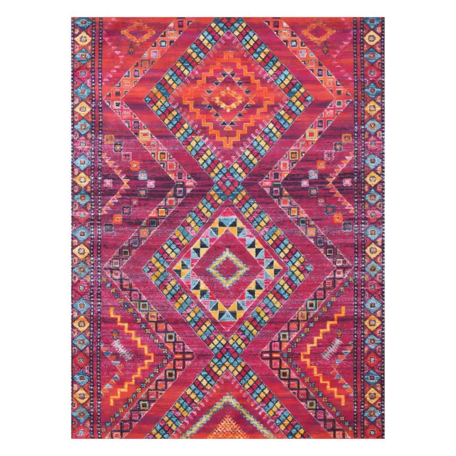 Blush Bazaar: Rosa marokkanisches Erbe Elegante Tischdecke (Vorderseite)