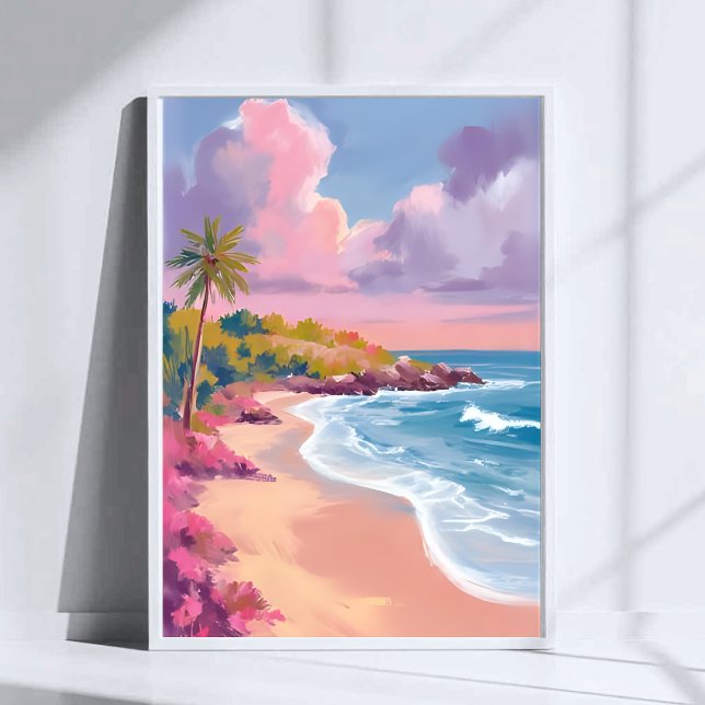 Blush Beach | Pink Ocean Painting Poster (Von Creator hochgeladen)