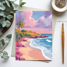 Blush Beach | Pink Ocean Painting Postkarte