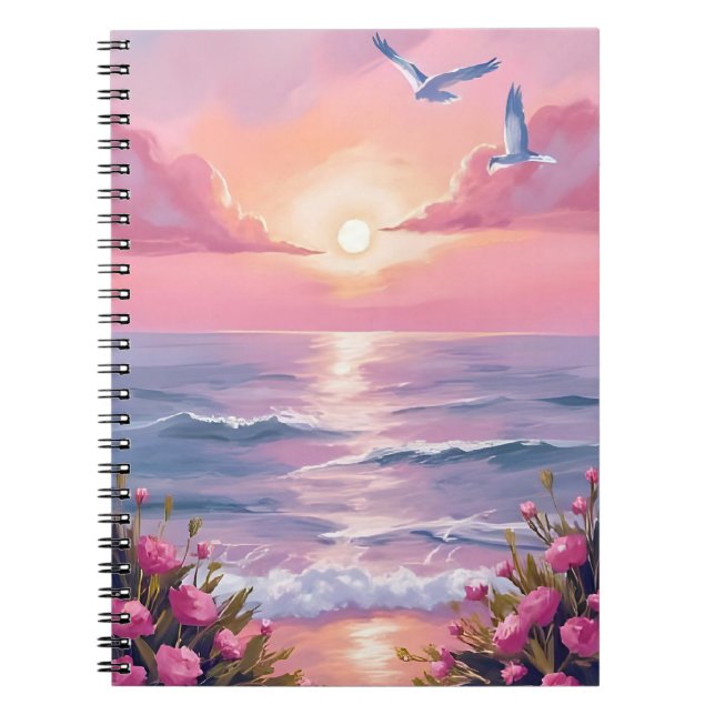 Blush Beach | Pink Ocean Sunset Coastal Watercolor Notizblock (Vorderseite)