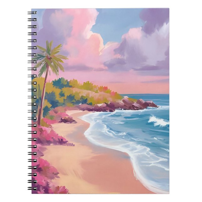 Blush Beach | Rosa-Ozean-Malerei Notizblock (Vorderseite)