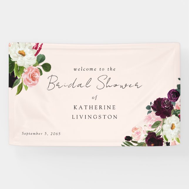 Blush Begrüßung Brautparty Herzlich willkommen Banner (Horizontal)