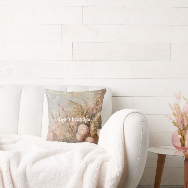 Blush Beige Chic Boho Blume Kissen (Liege)