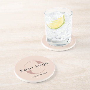 Blush Beige Company Logo-Business Runde Sandstone Getränkeuntersetzer