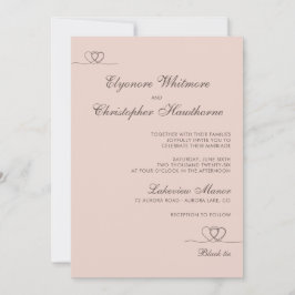 Blush Beige Elegant Chic Calligraphy Wedding Einladung
