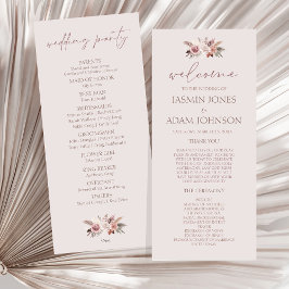 Blush Beige Pampas Floral Boho Hochzeitsprogramm